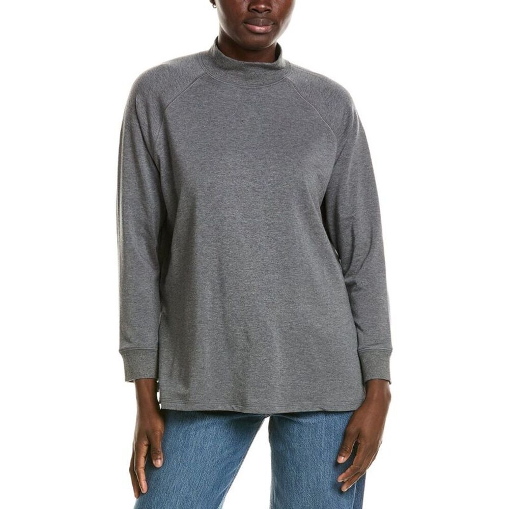 Eileen Fisher Womens Petite High Neck Tunic, Grey